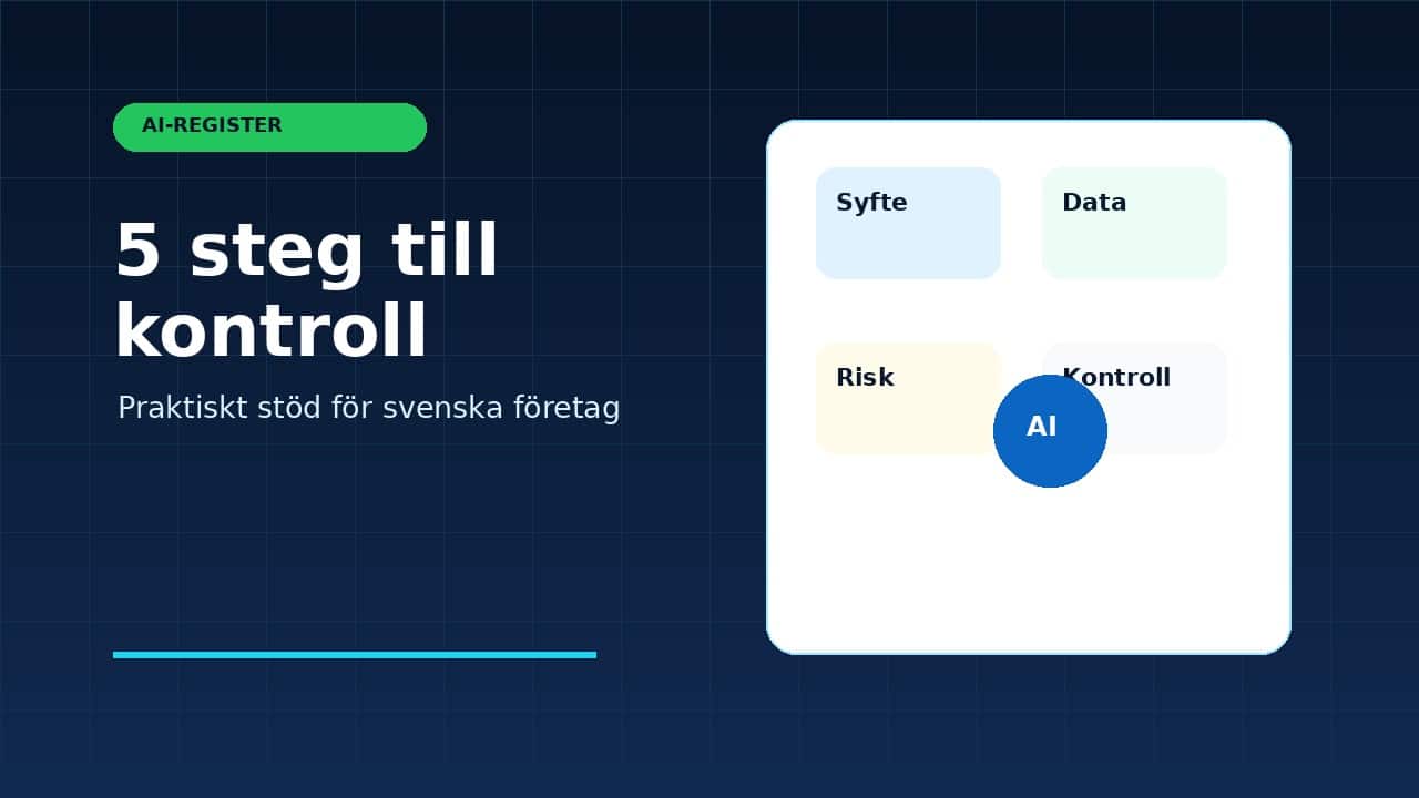Grafik som visar workflow för AI certifikat internt med svenska B2B-kontroller.