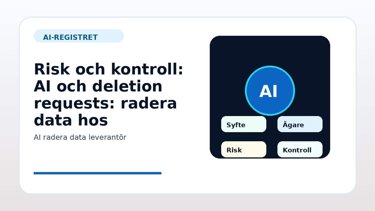 Grafik som visar risk och kontroll för AI och deletion requests: radera data hos leverantör i svenska företag.