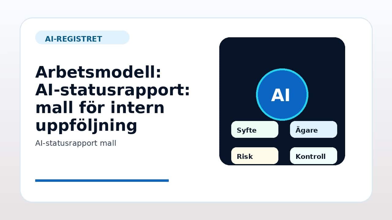 Grafik som visar arbetsmodell för AI-statusrapport: mall för intern uppföljning i svenska företag.