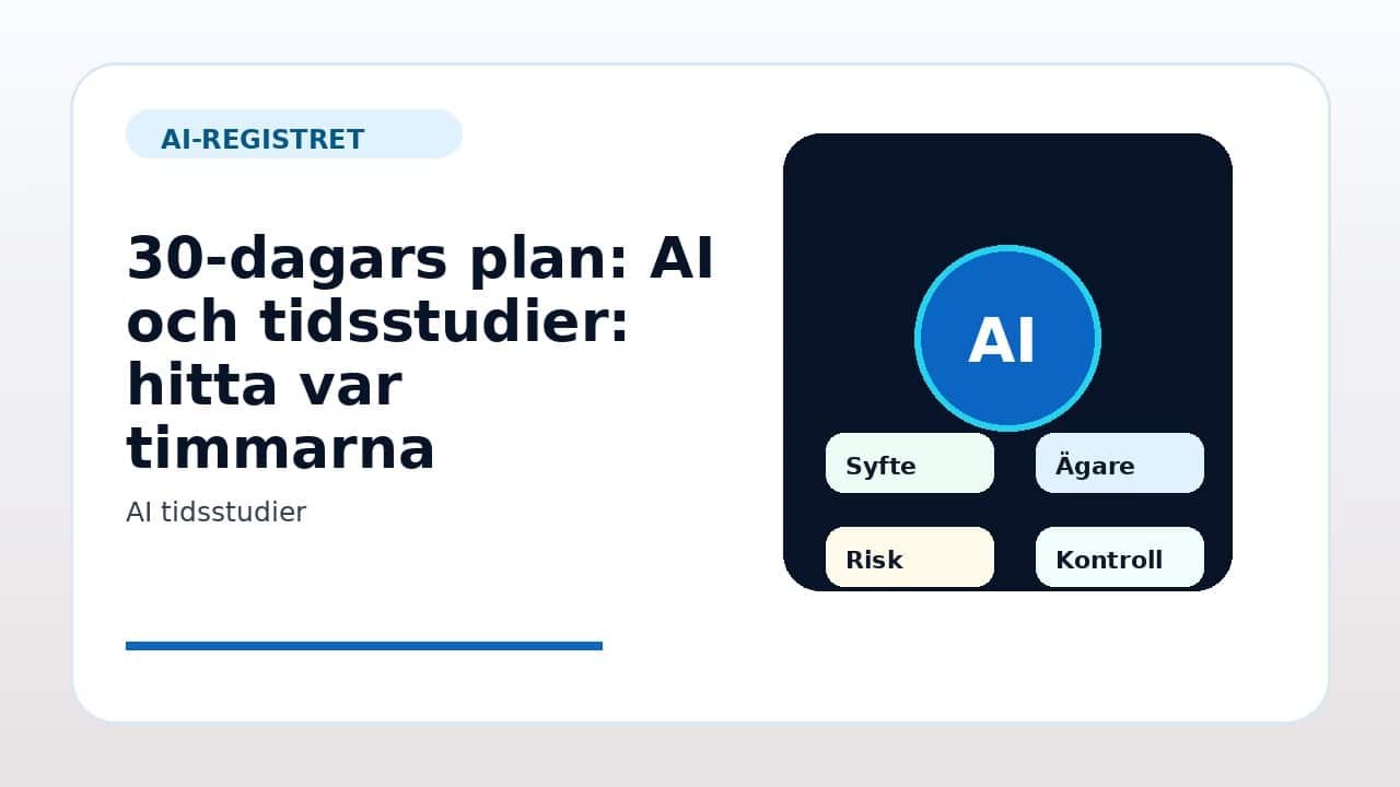 Grafik som visar 30-dagars plan för AI och tidsstudier: hitta var timmarna försvinner i svenska företag.