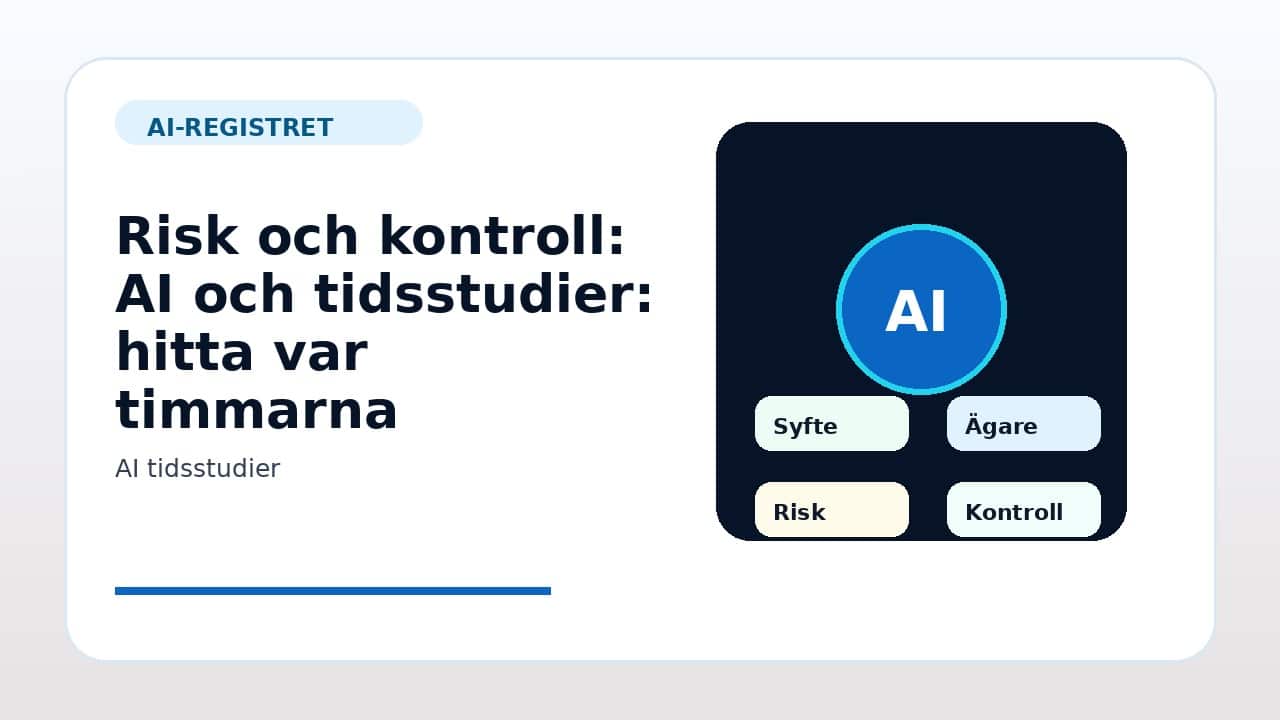 Grafik som visar risk och kontroll för AI och tidsstudier: hitta var timmarna försvinner i svenska företag.