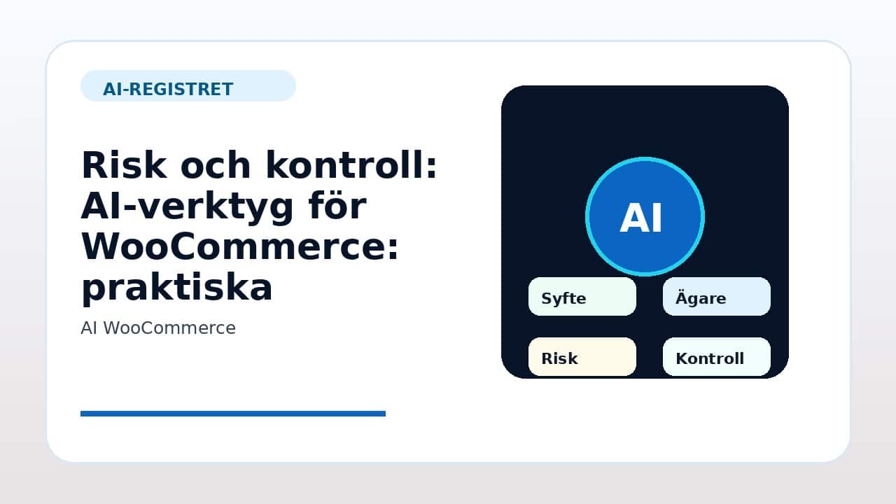 Grafik som visar risk och kontroll för AI-verktyg för WooCommerce: praktiska användningsområden i svenska företag.