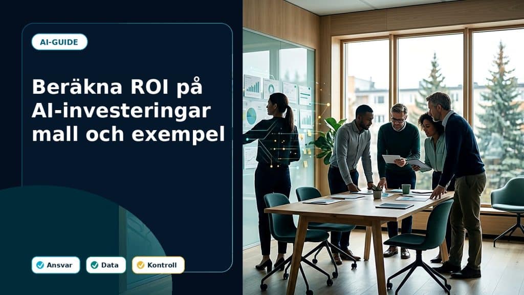 Fotoillustration till artikeln Beräkna ROI på AI-investeringar – mall och exempel, med AI-stöd, ansvar och kontroll i ett svenskt företag.