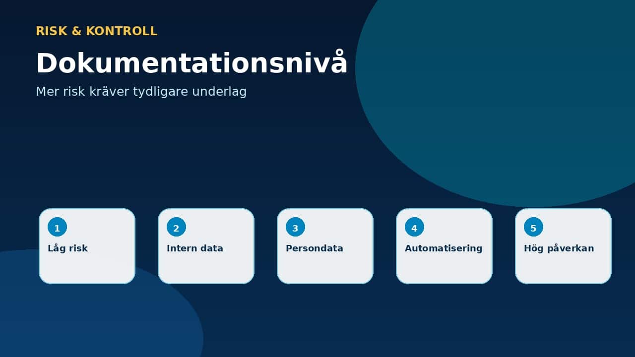 Grafik som visar hur datatyp och risknivå påverkar dokumentationen av AI-use cases.