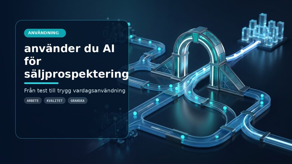 Illustration till artikeln Så använder du AI för säljprospektering och leadgenerering, med ett AI-registret-motiv för användning, kontroll och praktisk användning.